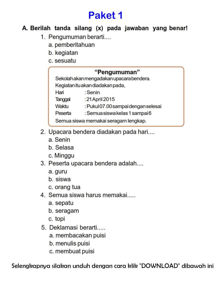 5 Rahasia Belajar Cepat Soal UTS Bahasa Indonesia Tema 1 Kelas 2 Agar Nilai Sempurna 5 Rahasia Belajar Cepat Soal UTS Bahasa Indonesia Tema 1 Kelas 2 Agar Nilai Sempurna