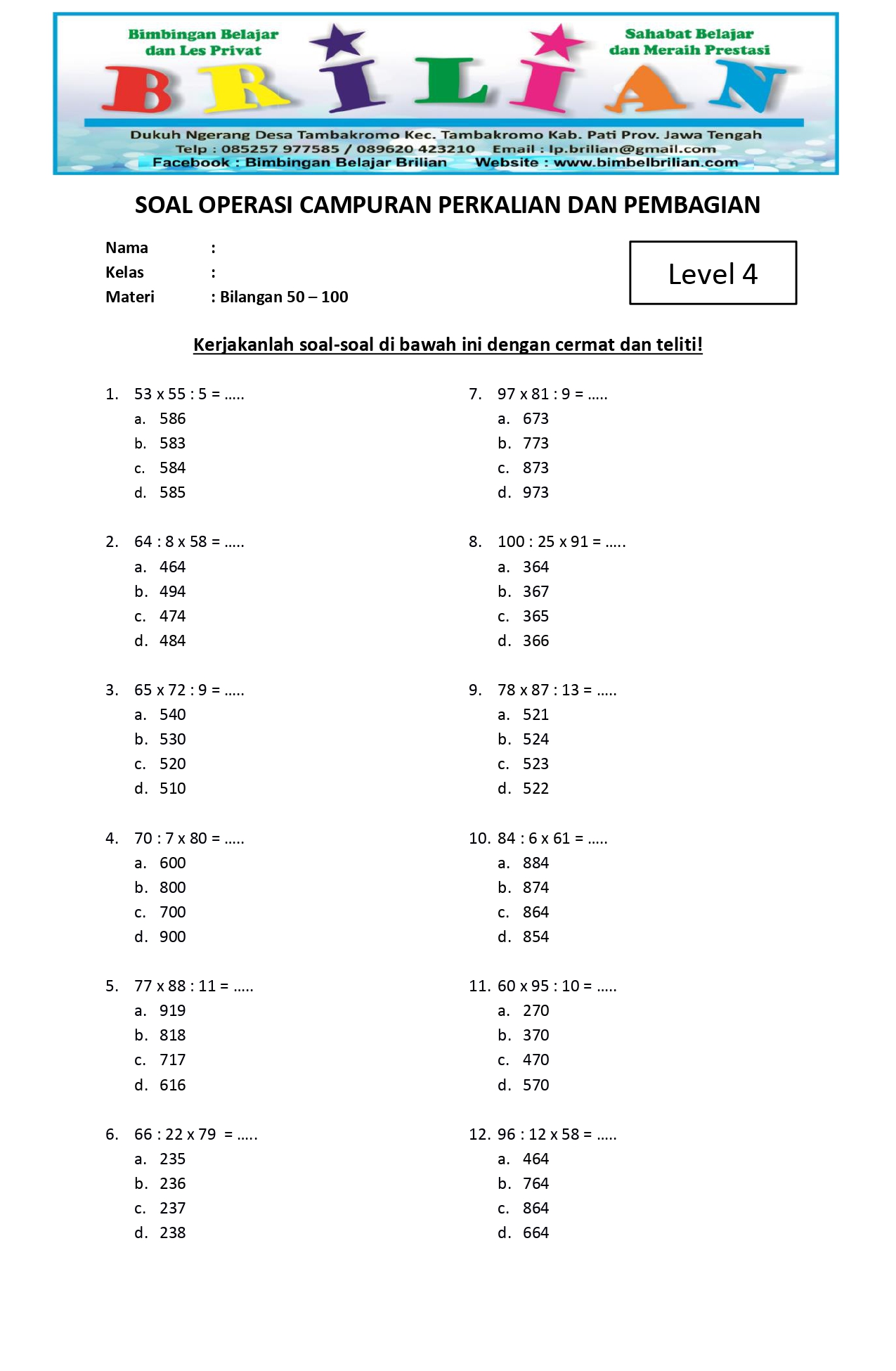 Soal Matematika Kelas 4 Perkalian Dan Pembagian Dalchaebi Soal Matematika Kelas 4 Perkalian Dan Pembagian Dalchaebi