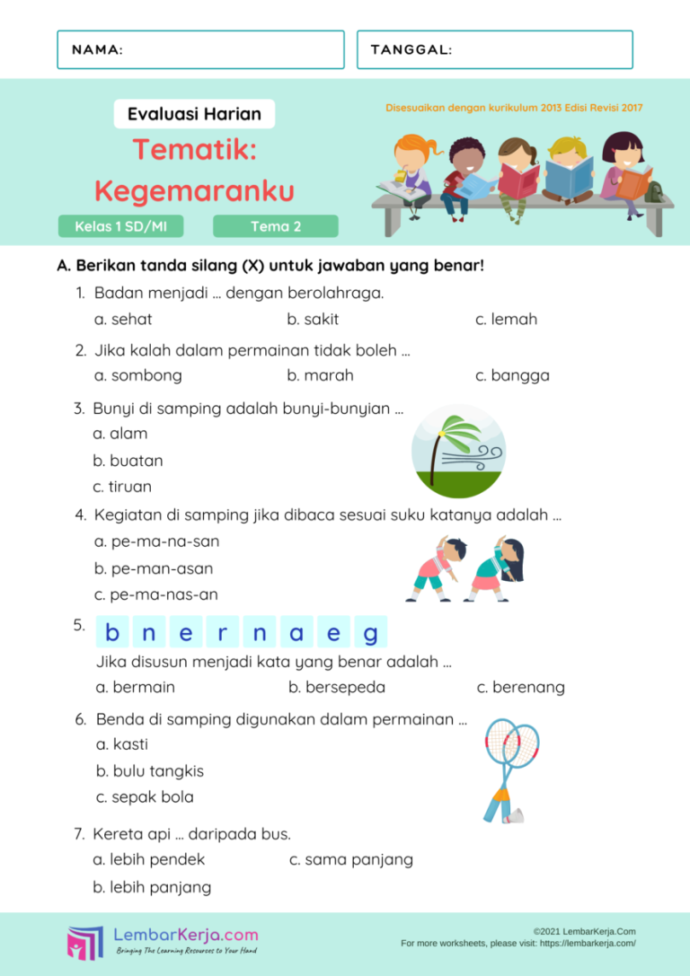 5 Contoh Soal Tematik Kelas 1 SD Semester 2 yang Wajib Dikuasai Anak 5 Contoh Soal Tematik Kelas 1 SD Semester 2 yang Wajib Dikuasai Anak