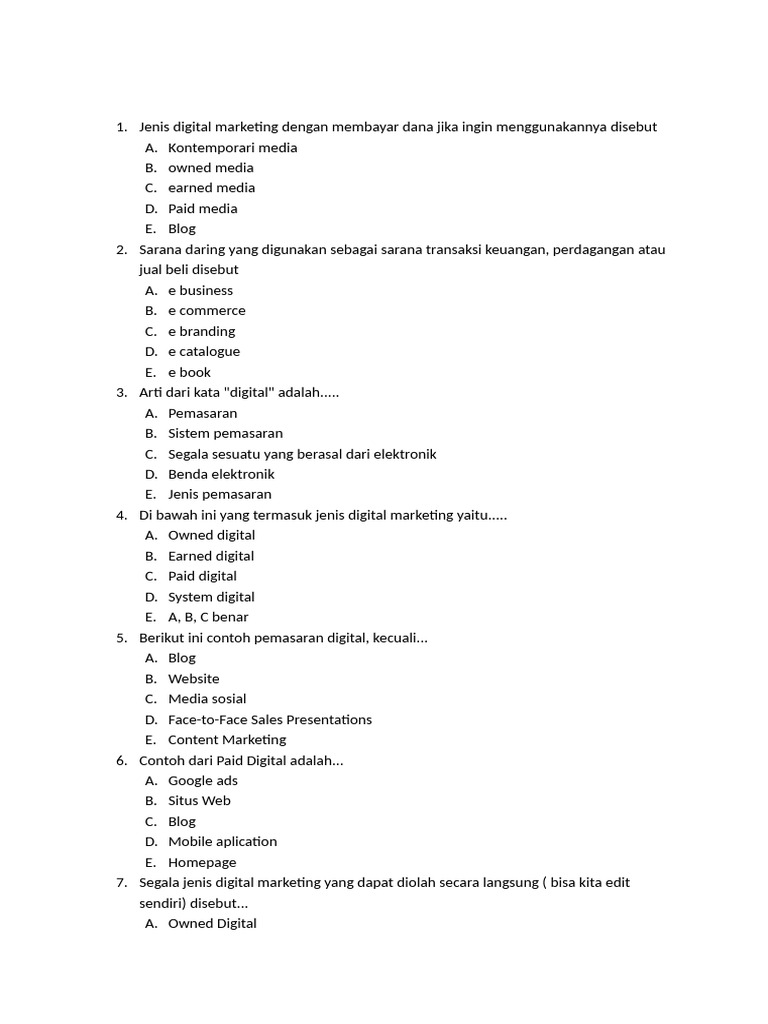 40 Contoh Soal Marketing Kelas 10 Semester 1 Pilihan Ganda: Wajib Tahu untuk UAS 2026 40 Contoh Soal Marketing Kelas 10 Semester 1 Pilihan Ganda: Wajib Tahu untuk UAS 2026