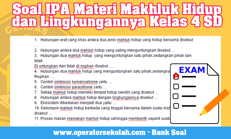 Soal Ipa Bahan Makhluk Hidup Dan Lingkungannya Kelas 4 Sd - inilah