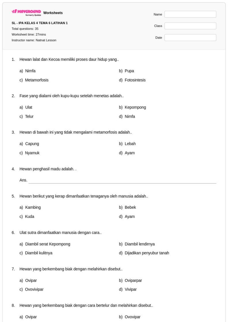 5 Contoh Soal IPA Kelas 4 Membandingkan Siklus Hidup Hewan yang Jarang Diketahui Guru 5 Contoh Soal IPA Kelas 4 Membandingkan Siklus Hidup Hewan yang Jarang Diketahui Guru
