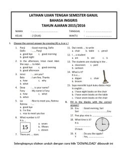 Panduan Lengkap Kisi-Kisi Soal UTS Bahasa Inggris Kelas 3 SD Semester