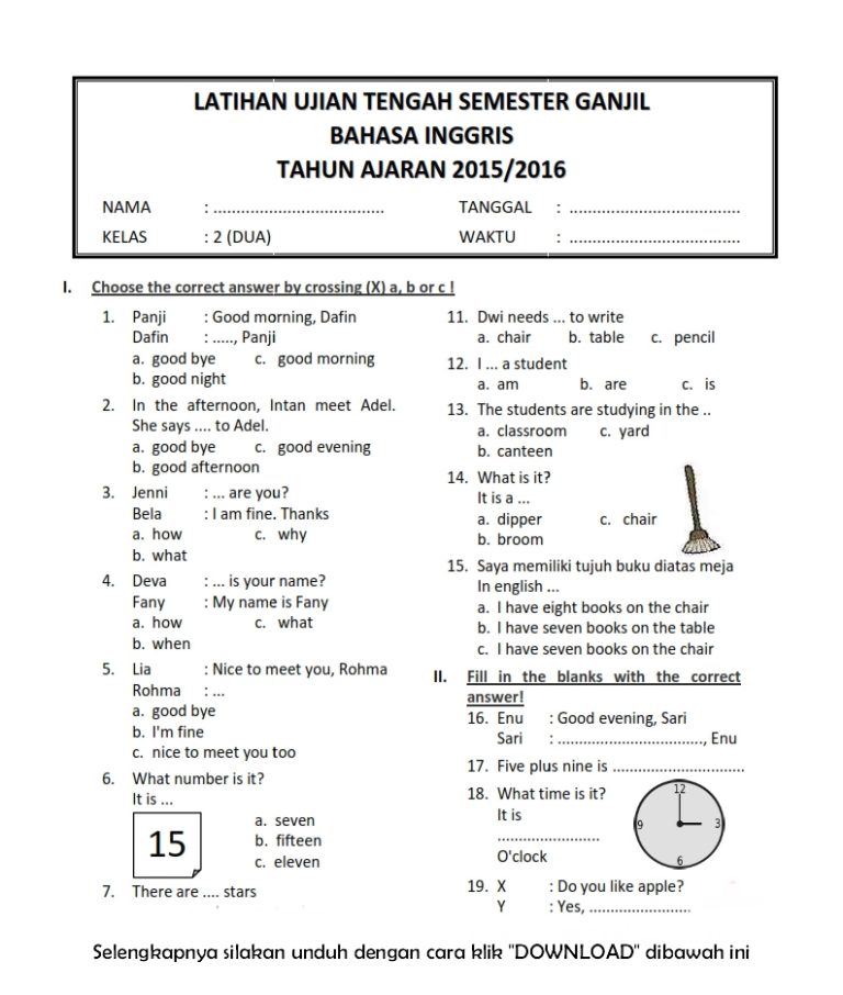 5 Rahasia Mengisi LJUS Soal Ujian Bahasa Inggris Kelas 3 SD Semester 2 5 Rahasia Mengisi LJUS Soal Ujian Bahasa Inggris Kelas 3 SD Semester 2