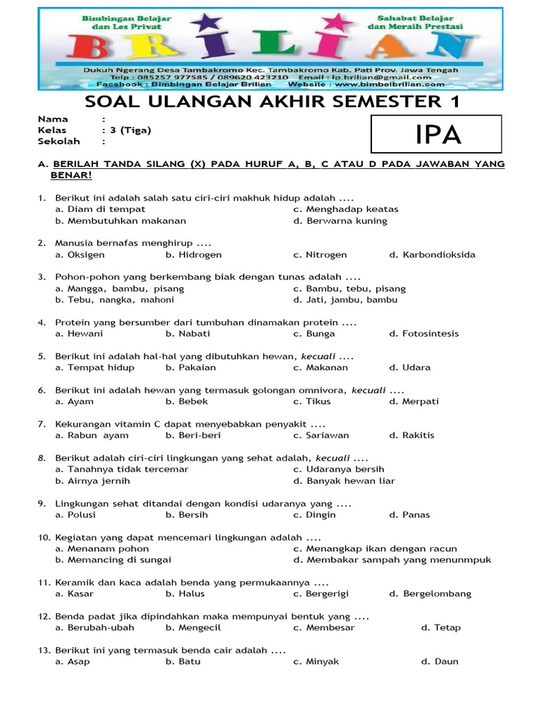 7 Contoh Soal IPA Kelas 3 dan 4 SD Beserta Jawabannya yang Wajib Dikuasai Siswa