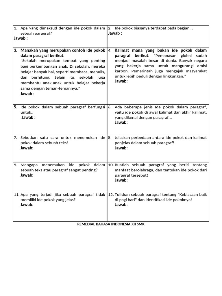 Memahami Ide Pokok dalam Paragraf PDF Memahami Ide Pokok dalam Paragraf PDF