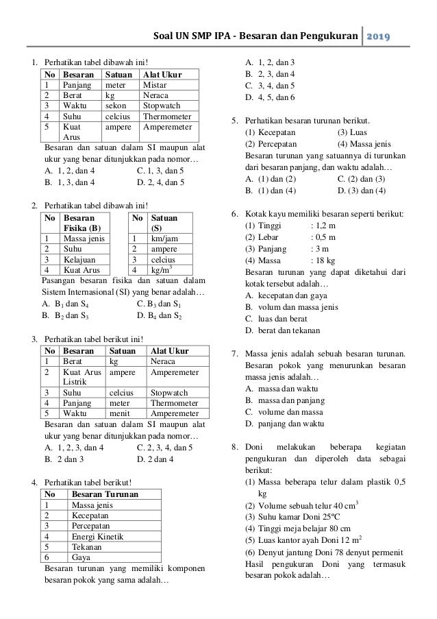 Contoh Soal Kelas 9 - Soal-Pilihan
