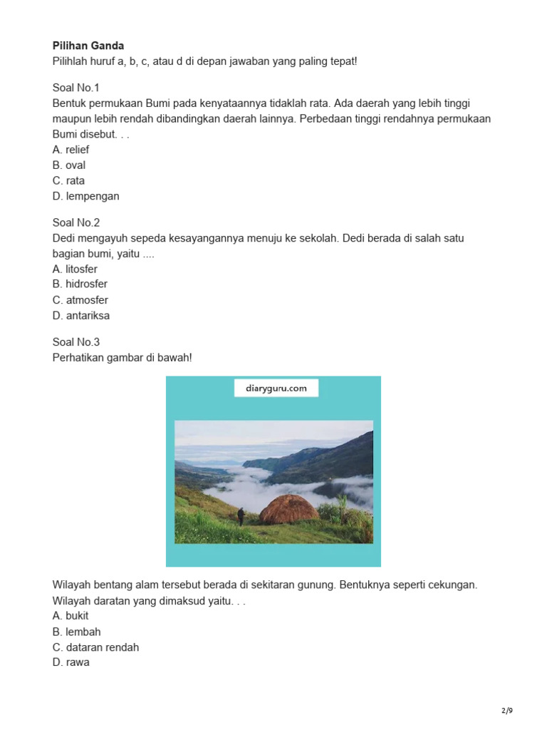 Ternyata Begini Cara Mudah Pahami Contoh Soal Ipa Kd 6.1 Mendeskripsikan Permukaan Bumi Kelas 4
