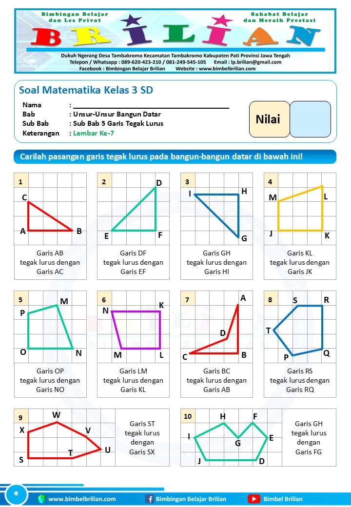 10 Contoh Soal Ruas Garis Bangun Datar Kelas 2 SD yang Ternyata Bikin Anak Makin Jago Berhitung