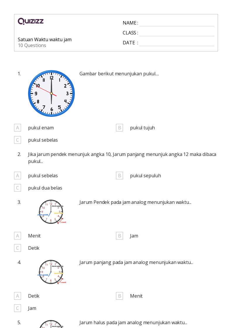 7 Contoh Soal Satuan Waktu Kelas 2 SD yang Wajib Tahu Sebelum Ujian Semester 1