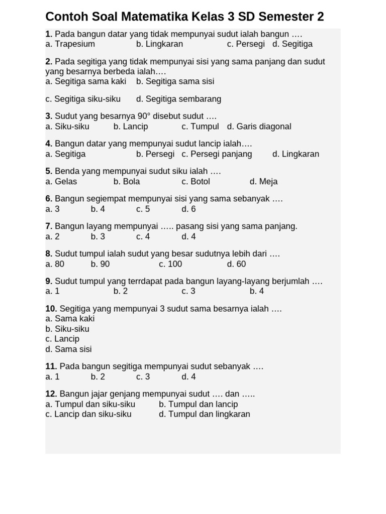 7 Contoh Soal Ujian Kelas 3 MIN Semester 2 Penjas Wajib Dipelajari Sebelum Ujian Besok