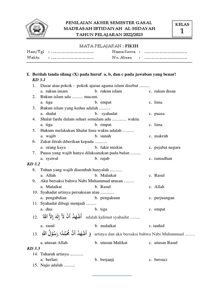 Contoh Soal Ujian Kelas 3 Semester 2 Pel Fiqih: 7 Tipe Soal yang Wajib Dikuasai Sebelum Terlambat