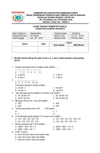 Soal uts matematika kelas 3 semester 1 DOC