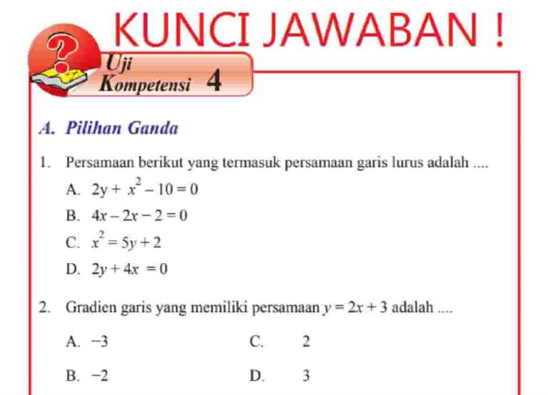 Rahasia Jawaban Soal Matematika Kelas 8 Uji Kompetensi 4: 40 Soal PCPD BI + Kisi‑kisi