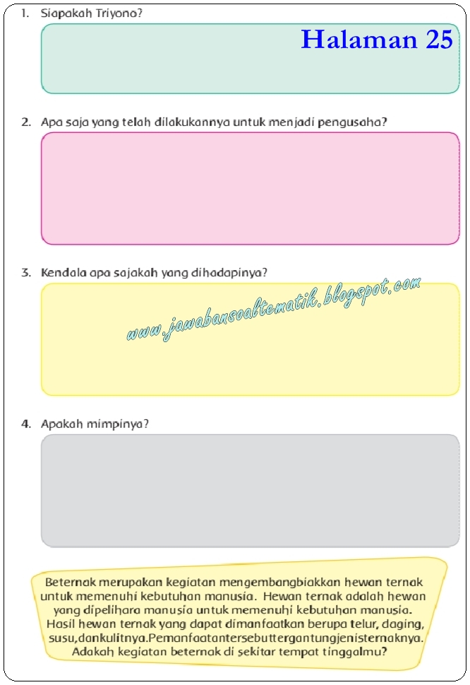 Rahasia Jawaban Soal Tema 6 Halaman 25 Kelas 4 untuk Siswa SD Capai Nilai Tinggi