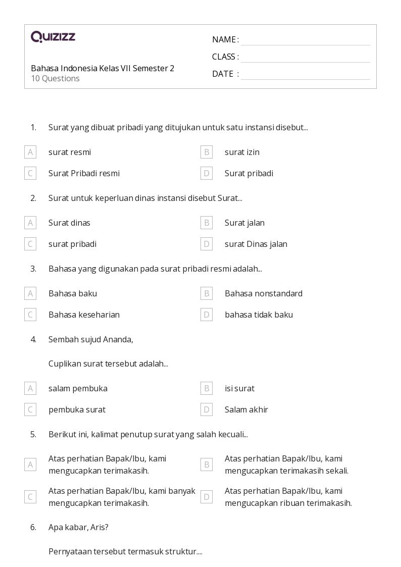 Rahasia Nilai Tinggi: Download Soal Bahasa Indonesia Kelas 7 Semester 2 PDF Terbaru Rahasia Nilai Tinggi: Download Soal Bahasa Indonesia Kelas 7 Semester 2 PDF Terbaru