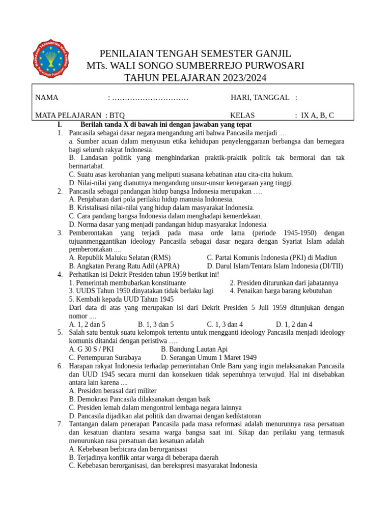 Rahasia Skor Sempurna dengan Latihan Soal UTS PKN Kelas 9 Semester 1 Kurikulum 2013 Rahasia Skor Sempurna dengan Latihan Soal UTS PKN Kelas 9 Semester 1 Kurikulum 2013
