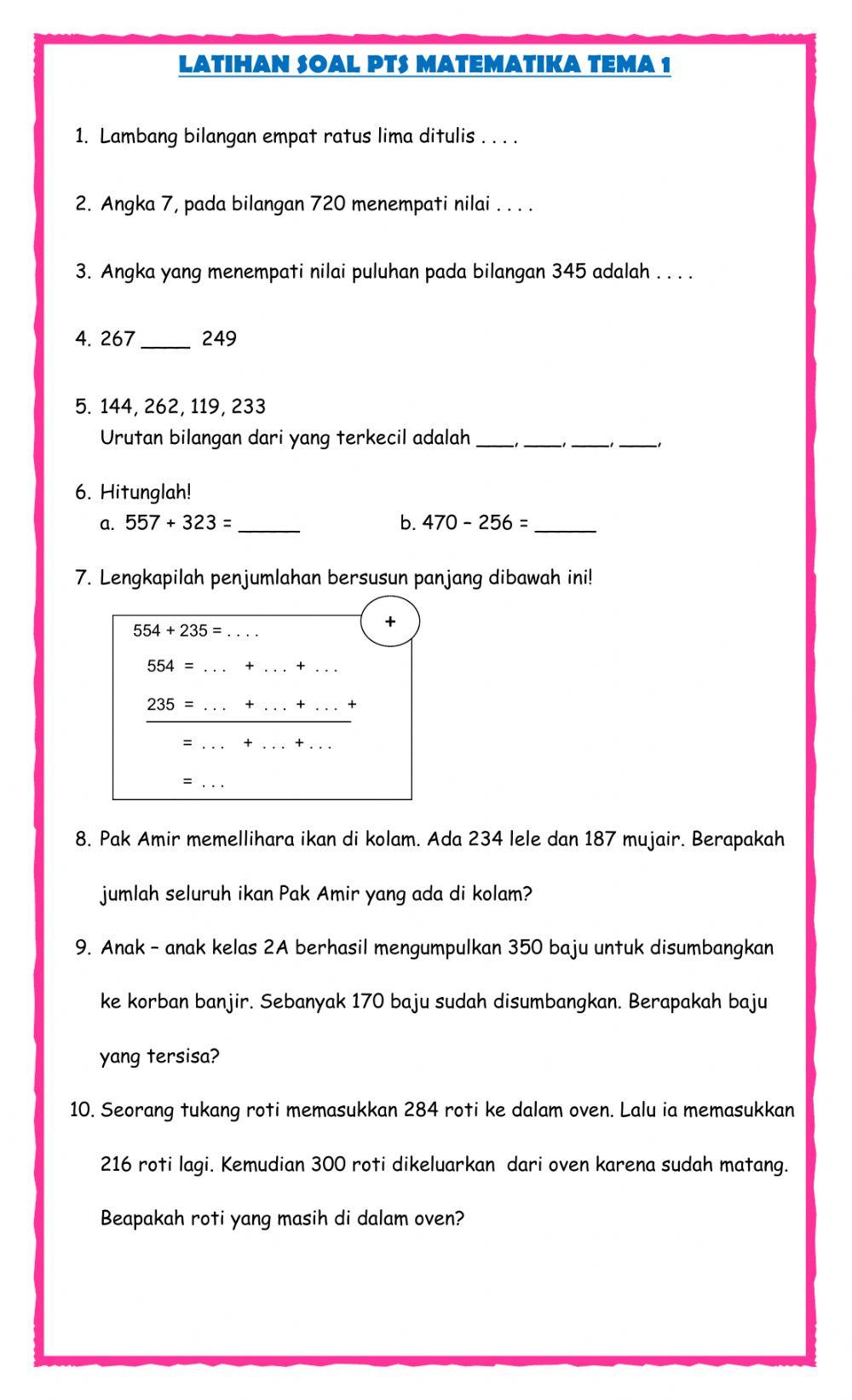 Rahasia Sukses Anak Pintar dengan Latihan Soal-Soal Matematika Tema 1 Kelas 2 Terbaru Rahasia Sukses Anak Pintar dengan Latihan Soal-Soal Matematika Tema 1 Kelas 2 Terbaru