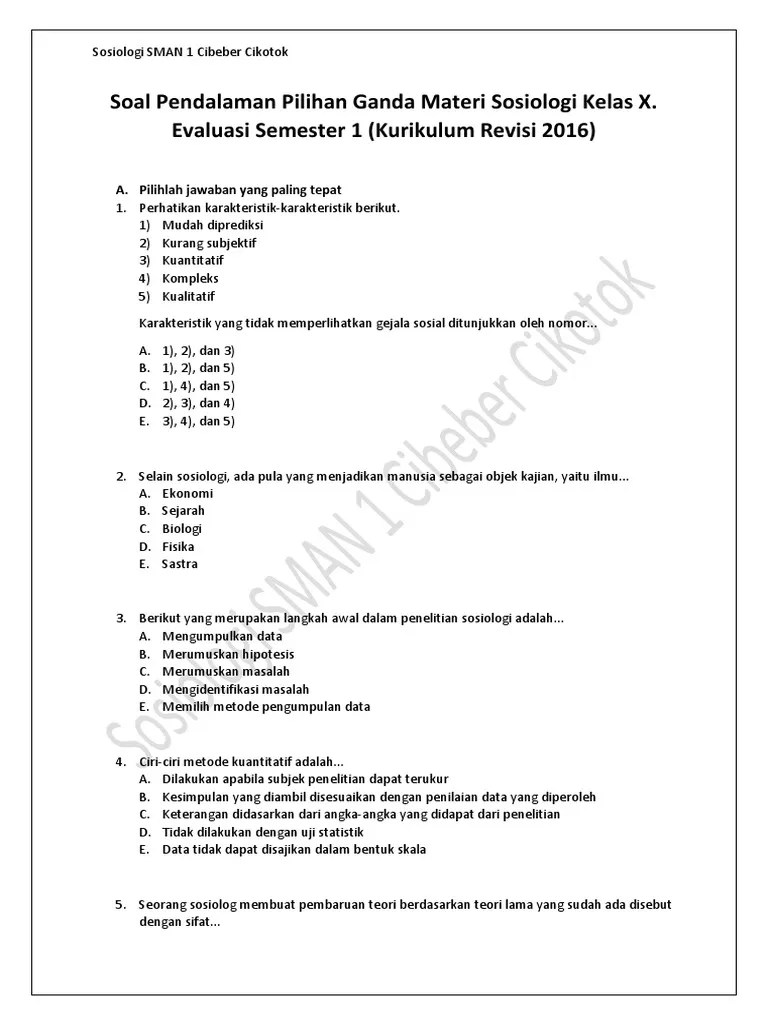 Wajib Tahu! Bocoran Contoh Soal Sosiologi Kelas 11 Semester 2 Agar Nilai Kamu Maksimal Wajib Tahu! Bocoran Contoh Soal Sosiologi Kelas 11 Semester 2 Agar Nilai Kamu Maksimal