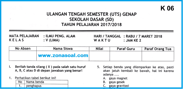 Wajib Tahu! Bocoran soal UTS IPA kelas 5 semester 2 dan kunci jawaban terbaru agar nilai maksimal