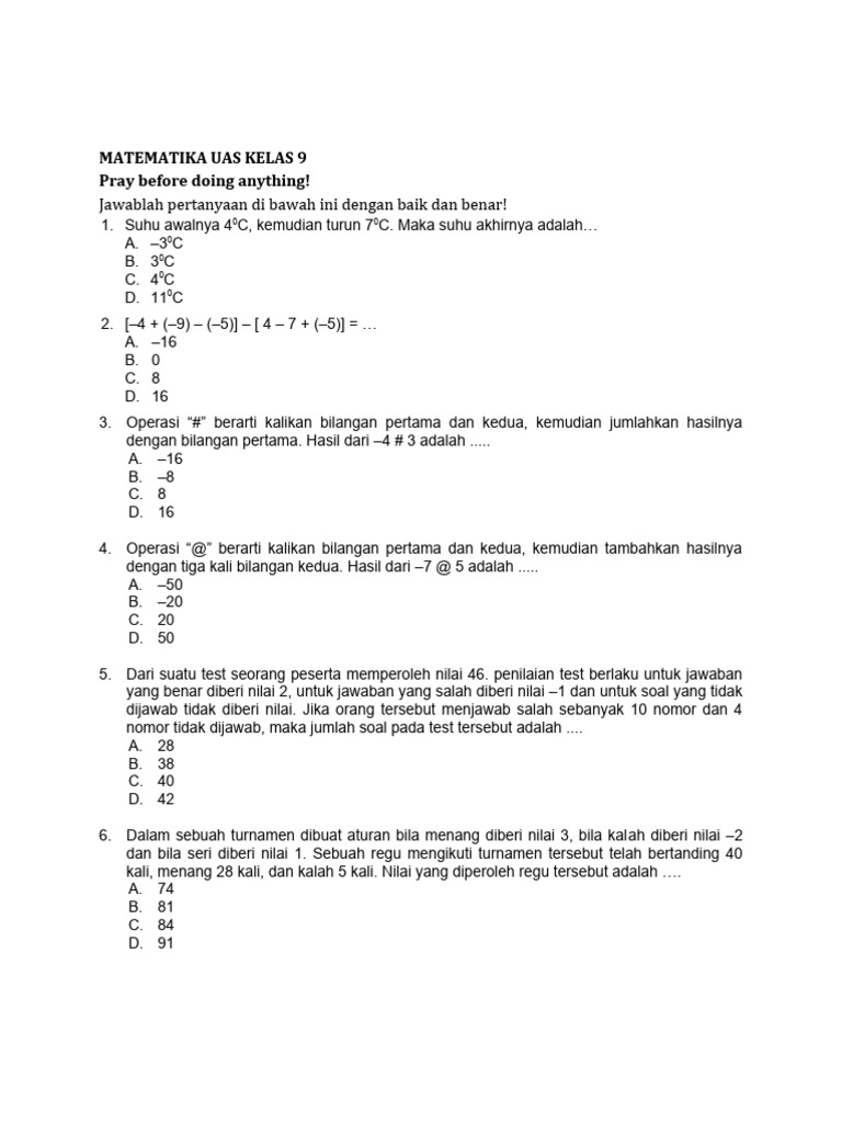 Wajib Tahu Bocoran soal uas matematika kelas 9 semester 2 dan kunci jawaban terbaru Wajib Tahu Bocoran soal uas matematika kelas 9 semester 2 dan kunci jawaban terbaru