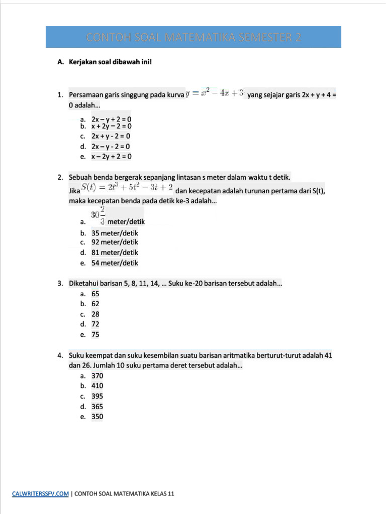 Wajib Tahu Rahasia Lulus soal uts matematika kelas 11 semester 2 dan kunci jawaban ini
